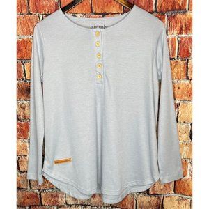 Simply Southern Preppy Henley Women’s Medium Blue Long Sleeve Thermal Shirt